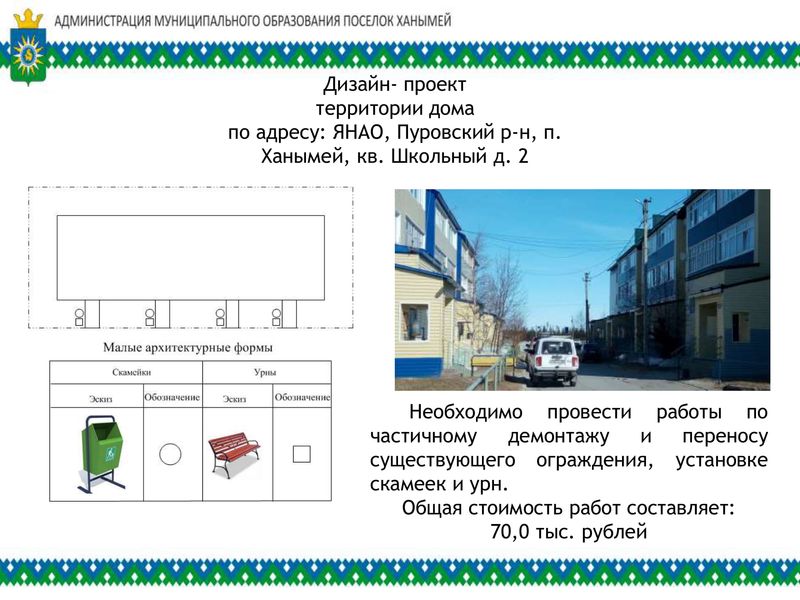 Презентация по проекту муниципальной программы "Формирование комфортной городской среды" на территории муниципального образования поселок Ханымей на 2017 год